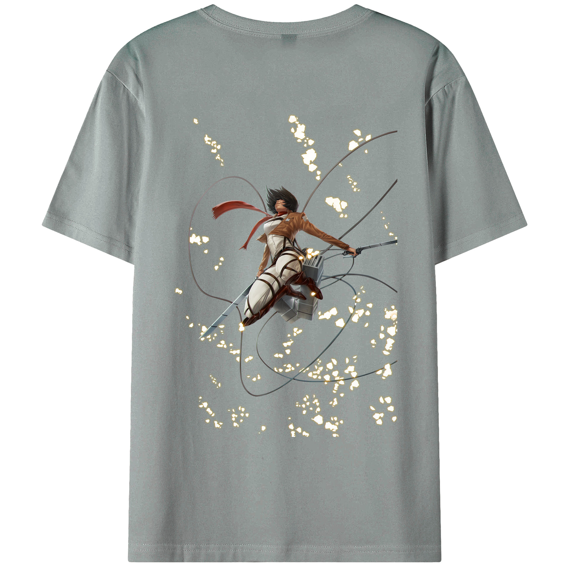 （画像用） 進撃の巨人 ミカサ·アッカーマン Attack on Titan Mikasa Ackerman 綿100％ メンズ半袖Tシャツ（バックプリント） 通気性